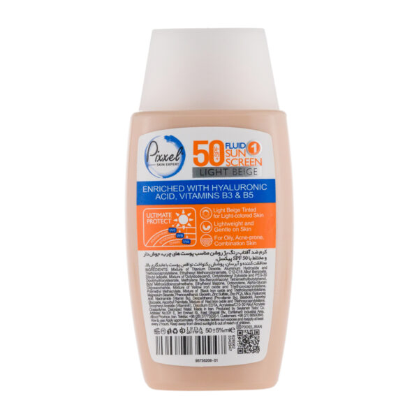 ضد آفتاب رنگی پیکسل با Spf50 مناسب پوست چرب و جوش دار حجم 50 میلی لیتر