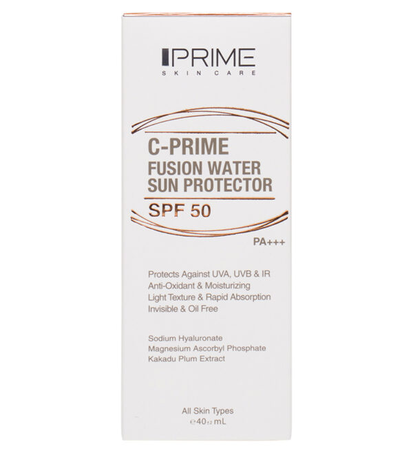 فلوئید ضد آفتاب پرایم مدل فیوژن واتر حاوی ویتامین سی با SPF50 حجم 40 میلی لیتر
